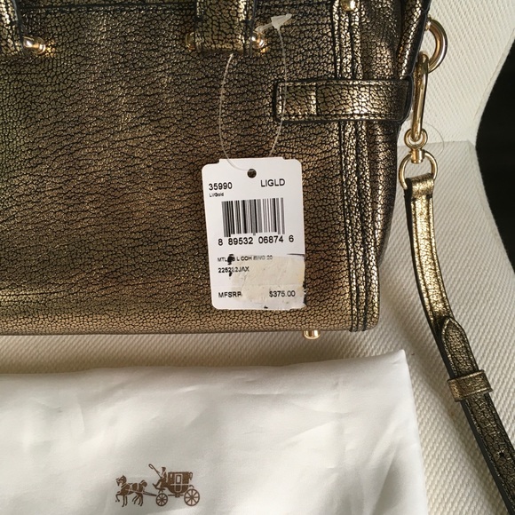 NWT COACH SWAGGER 20 IN METALLIC PEBBLE LEATHER 35990 - Picture 7 of 15